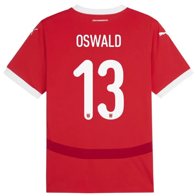 Danxen Heren Oostenrijk Moritz Oswald #13 Rood Thuisshirt Thuistenue 24-26 T-Shirt