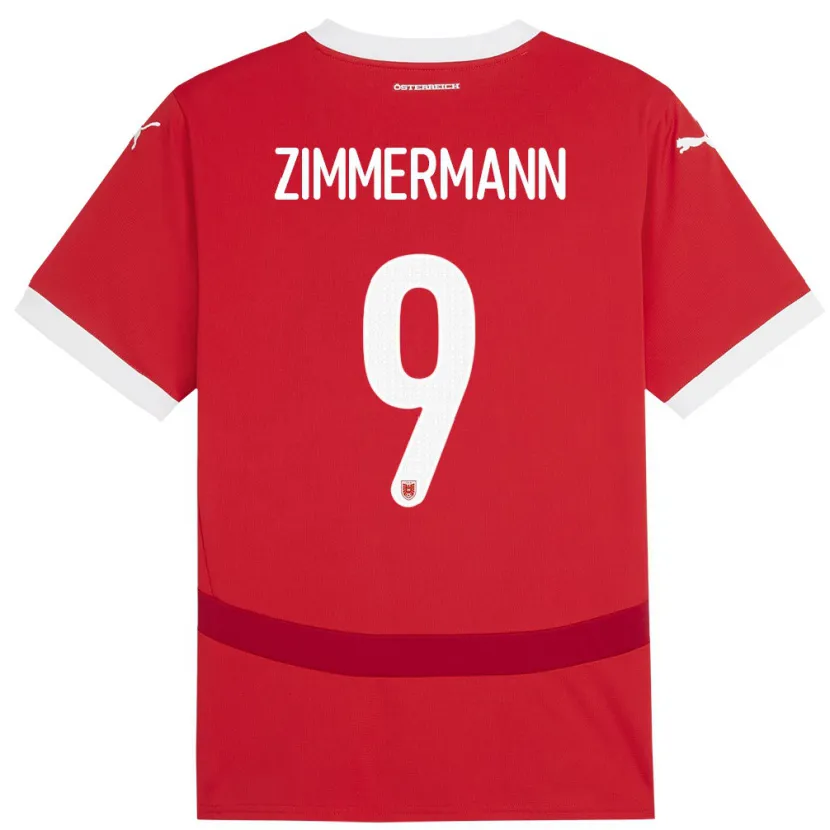 Danxen Heren Oostenrijk Bernhard Zimmermann #9 Rood Thuisshirt Thuistenue 24-26 T-Shirt