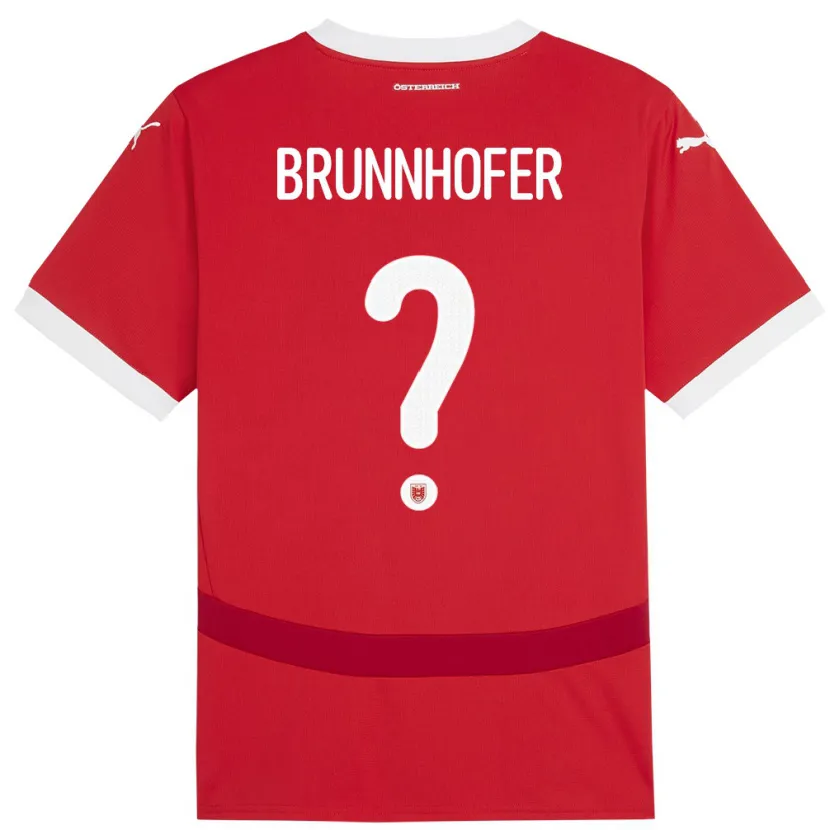 Danxen Heren Oostenrijk Jakob Brunnhofer #0 Rood Thuisshirt Thuistenue 24-26 T-Shirt