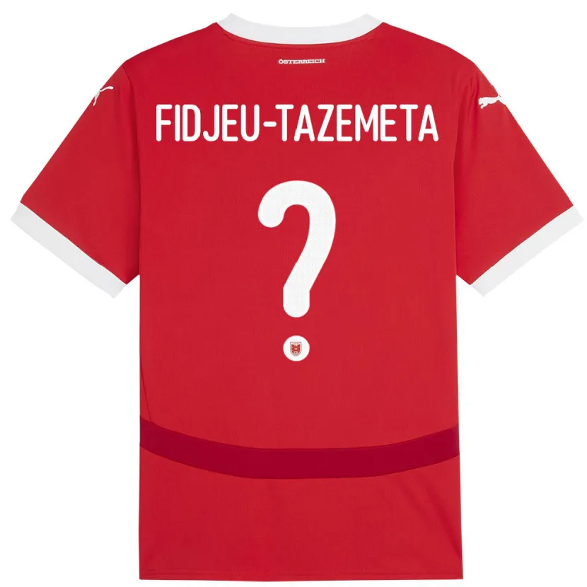 Danxen Heren Oostenrijk Thierry Fidjeu-Tazemeta #0 Rood Thuisshirt Thuistenue 24-26 T-Shirt