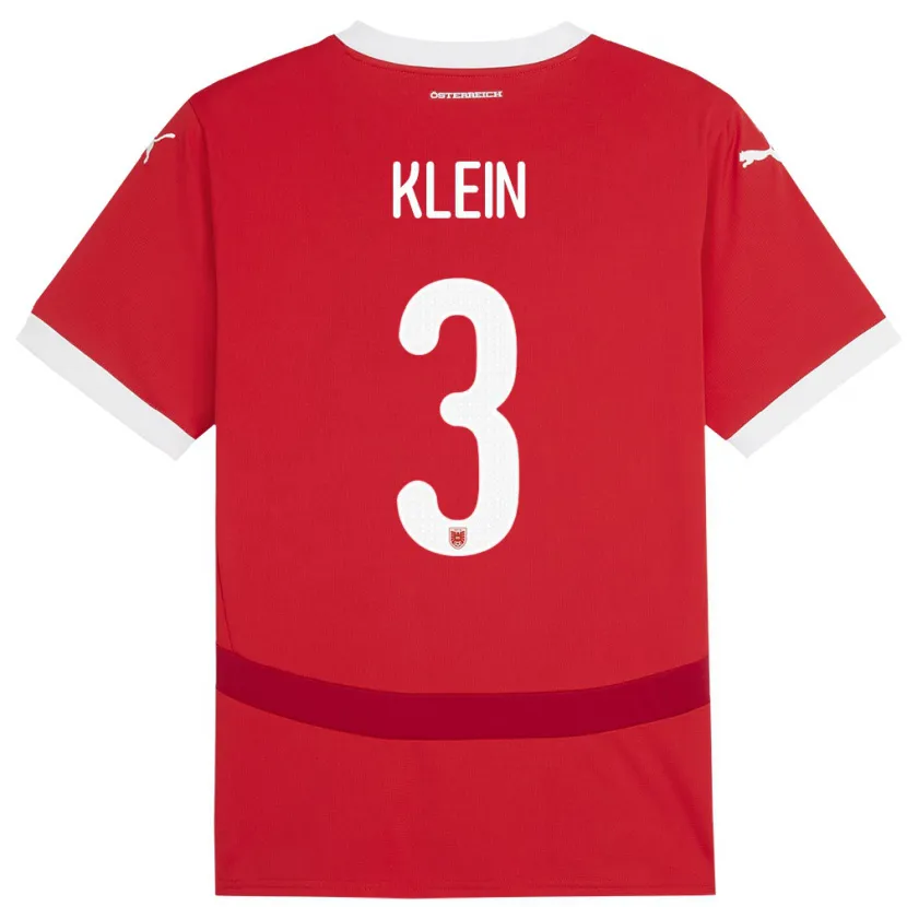 Danxen Heren Oostenrijk Jennifer Klein #3 Rood Thuisshirt Thuistenue 24-26 T-Shirt