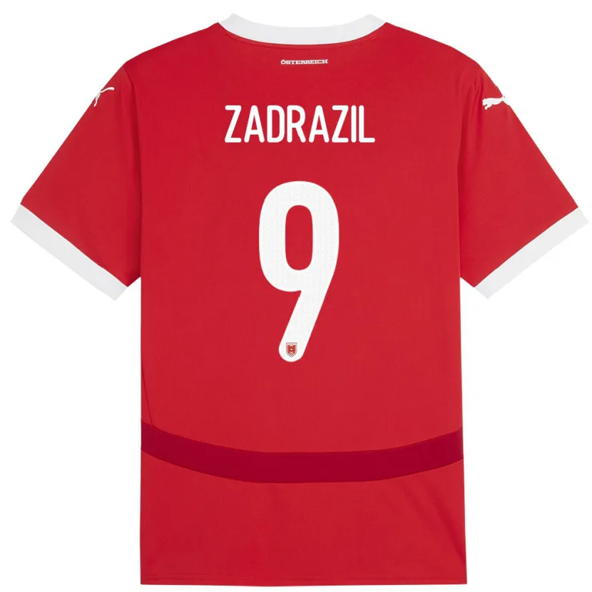 Danxen Heren Oostenrijk Sarah Zadrazil #9 Rood Thuisshirt Thuistenue 24-26 T-Shirt