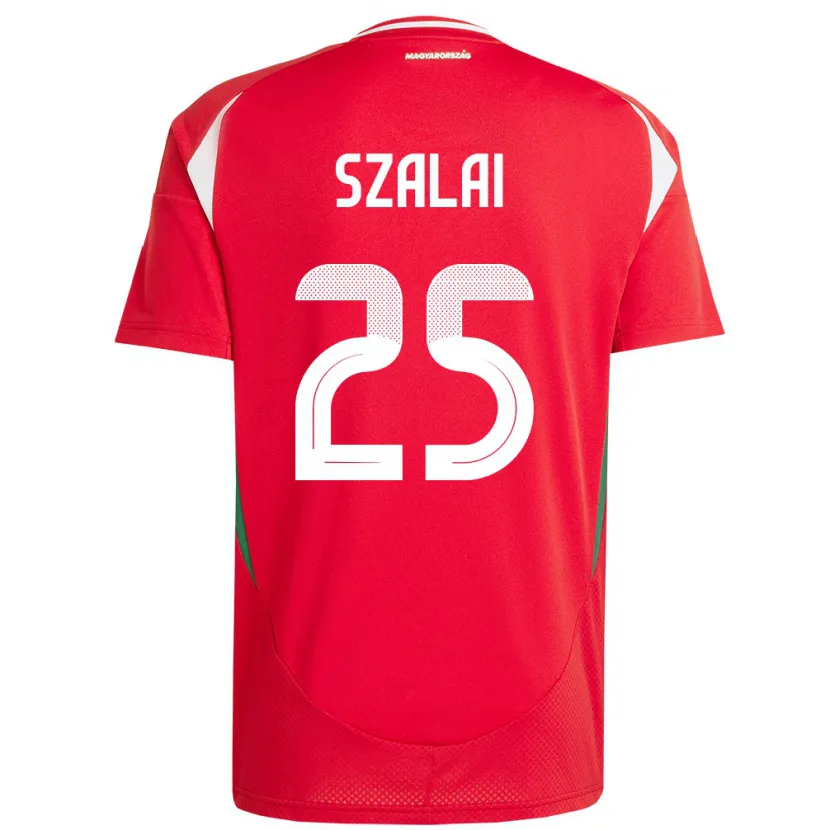 Danxen Heren Hongarije Gábor Szalai #25 Rood Thuisshirt Thuistenue 24-26 T-Shirt