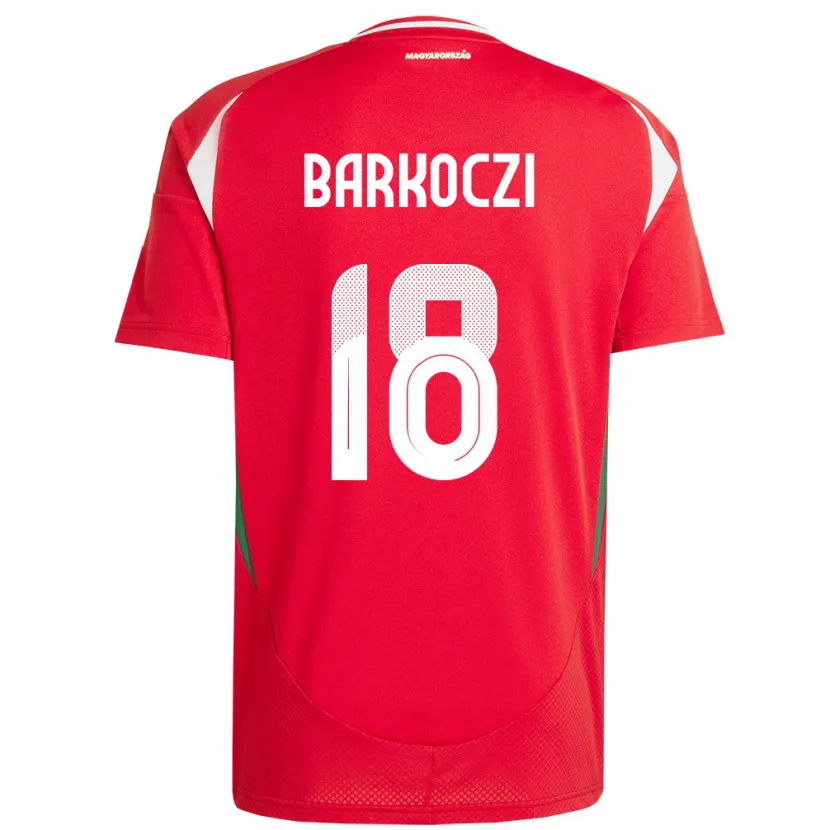 Danxen Heren Hongarije Barnabás Barkóczi #18 Rood Thuisshirt Thuistenue 24-26 T-Shirt