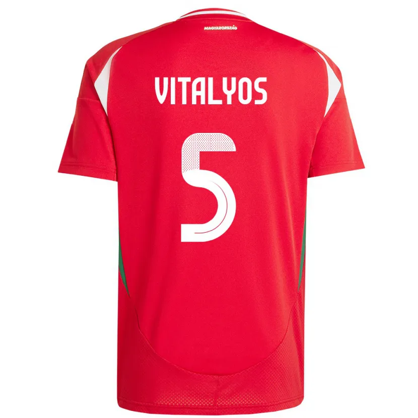Danxen Heren Hongarije Viktor Vitályos #5 Rood Thuisshirt Thuistenue 24-26 T-Shirt