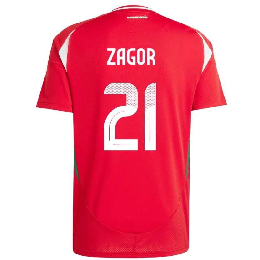 Danxen Heren Hongarije Bernadett Zágor #21 Rood Thuisshirt Thuistenue 24-26 T-Shirt