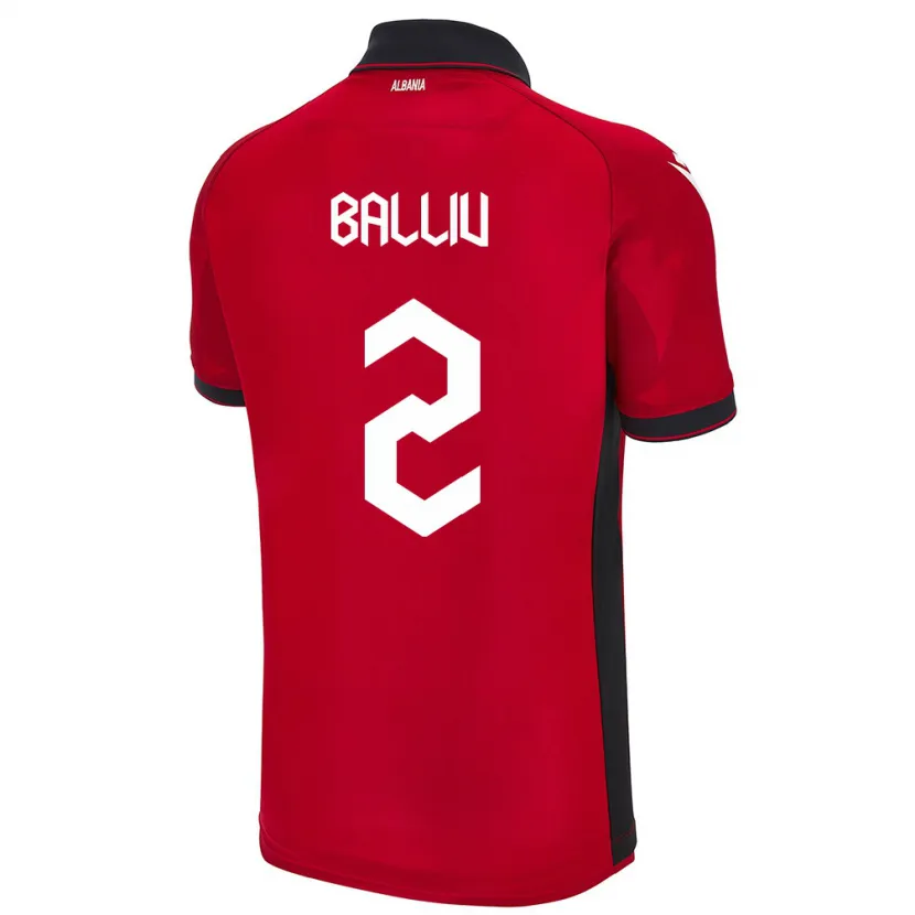 Danxen Heren Albanië Iván Balliu #2 Rood Thuisshirt Thuistenue 24-26 T-Shirt