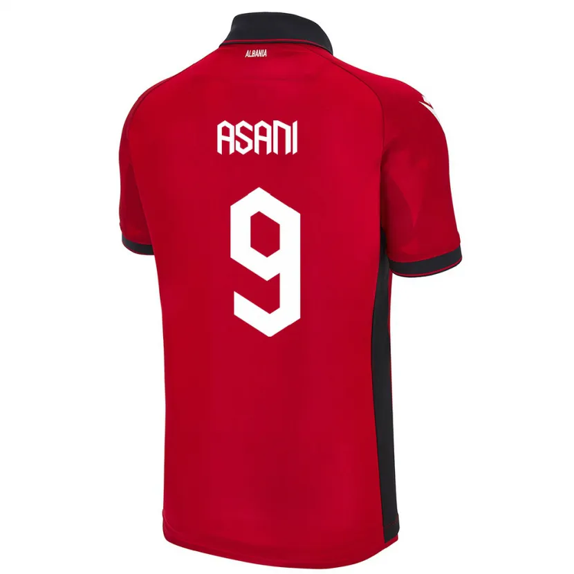 Danxen Heren Albanië Jasir Asani #9 Rood Thuisshirt Thuistenue 24-26 T-Shirt
