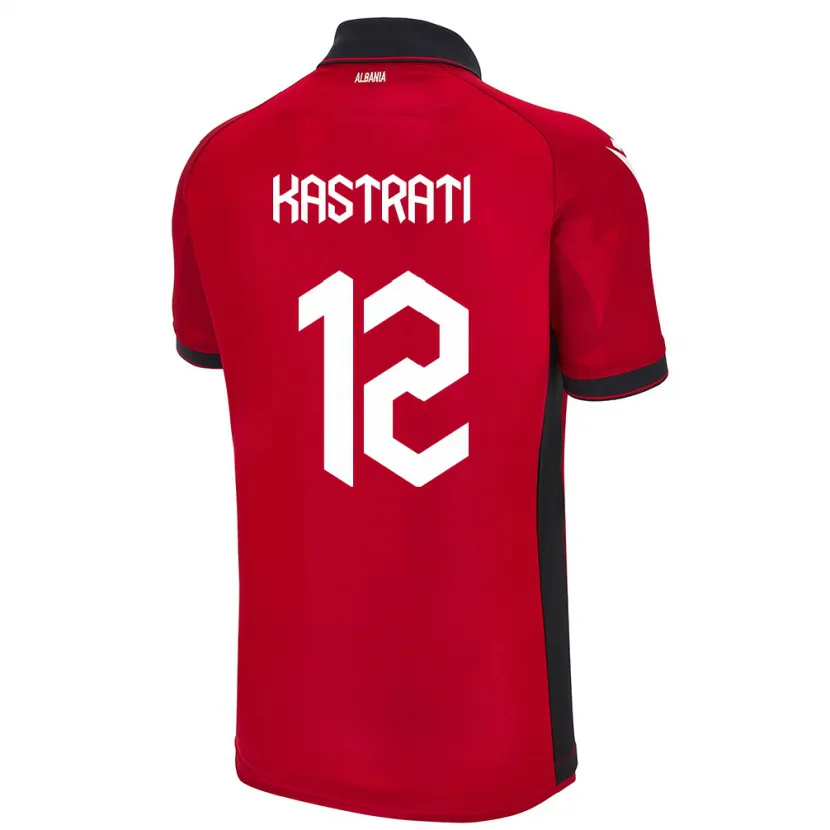 Danxen Heren Albanië Elhan Kastrati #12 Rood Thuisshirt Thuistenue 24-26 T-Shirt