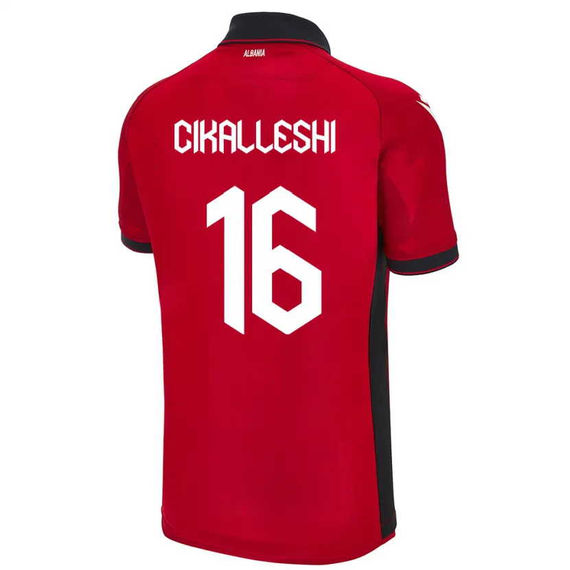 Danxen Heren Albanië Sokol Cikalleshi #16 Rood Thuisshirt Thuistenue 24-26 T-Shirt