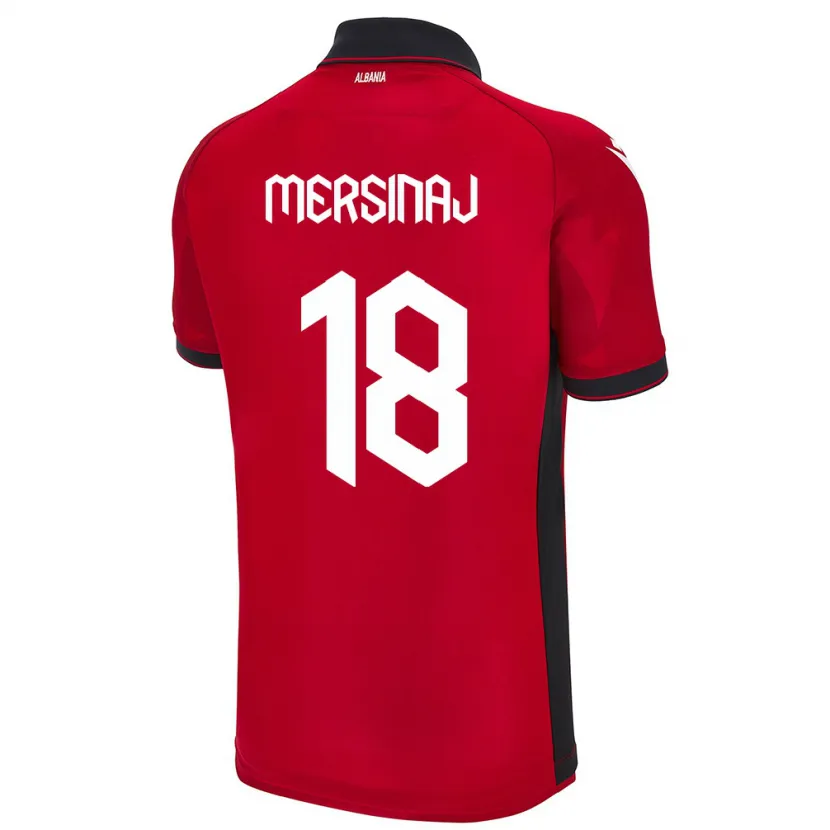 Danxen Heren Albanië Jon Mersinaj #18 Rood Thuisshirt Thuistenue 24-26 T-Shirt