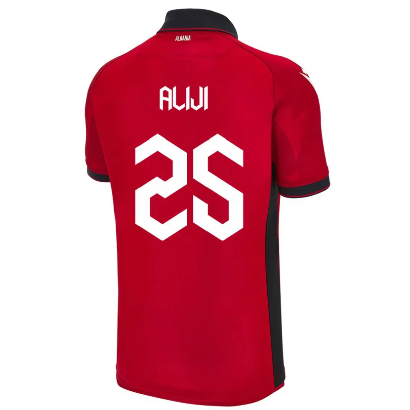 Danxen Heren Albanië Naser Aliji #25 Rood Thuisshirt Thuistenue 24-26 T-Shirt