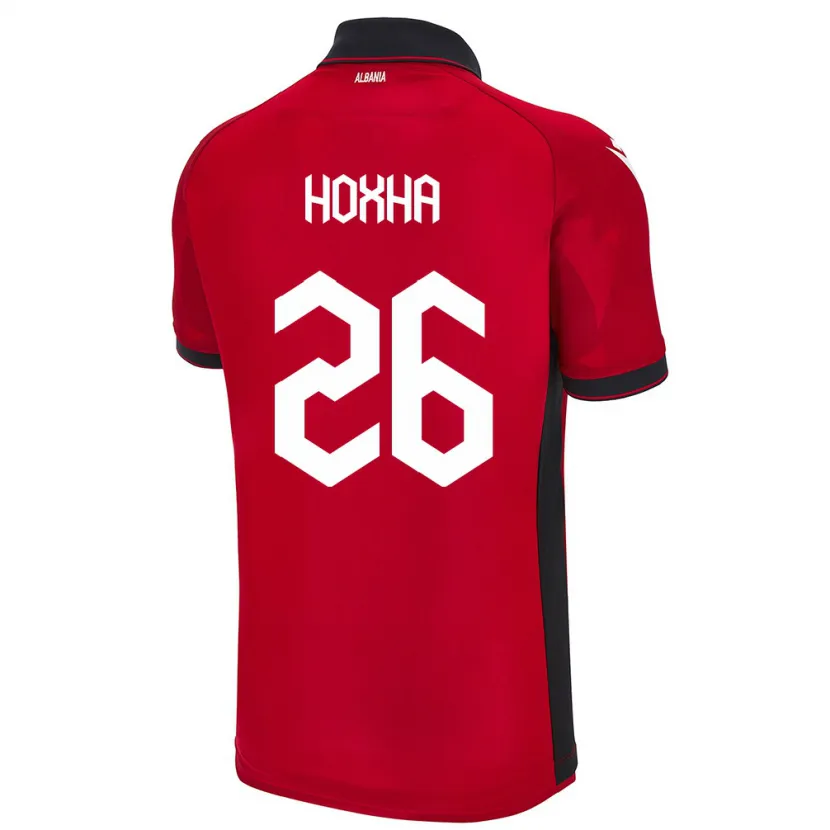 Danxen Heren Albanië Arbër Hoxha #26 Rood Thuisshirt Thuistenue 24-26 T-Shirt