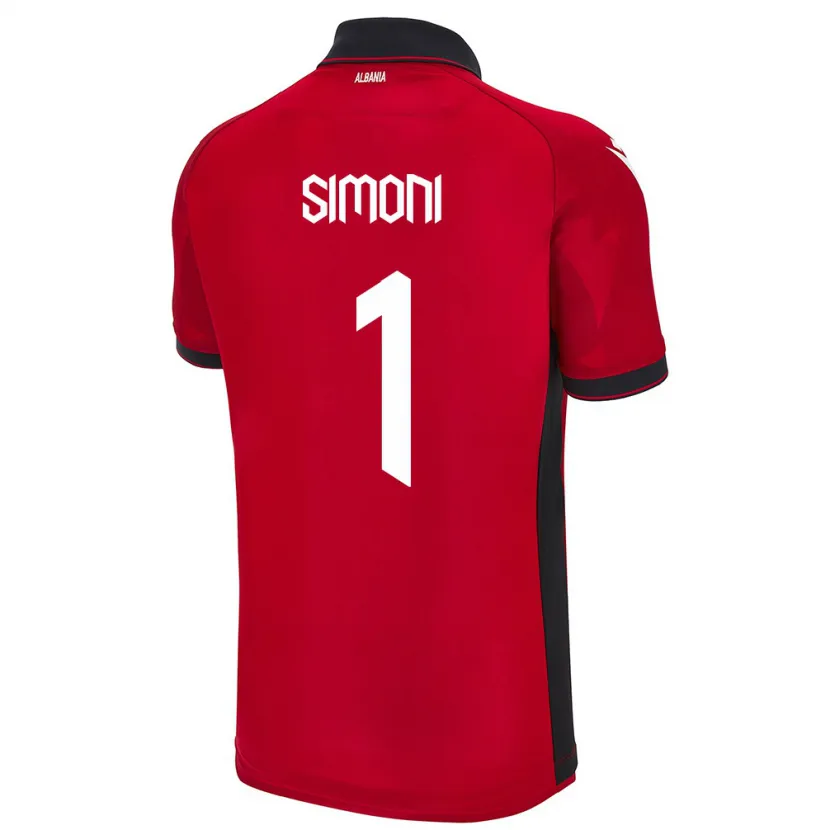 Danxen Heren Albanië Simon Simoni #1 Rood Thuisshirt Thuistenue 24-26 T-Shirt
