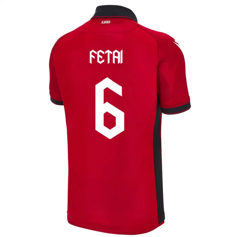 Danxen Heren Albanië Feta Fetai #6 Rood Thuisshirt Thuistenue 24-26 T-Shirt