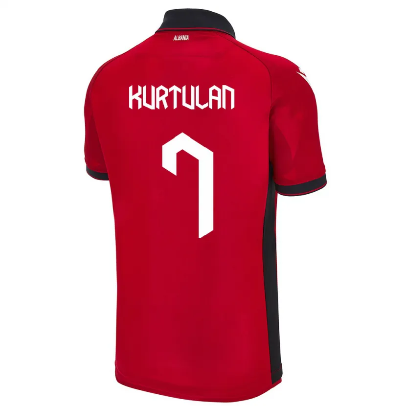 Danxen Heren Albanië Arda Kurtulan #7 Rood Thuisshirt Thuistenue 24-26 T-Shirt