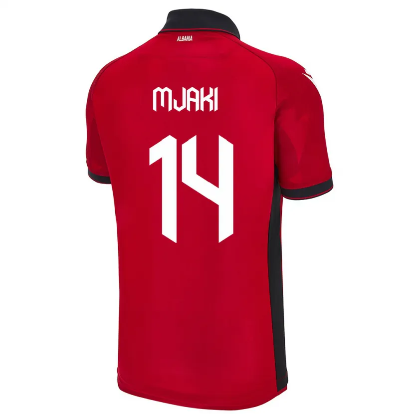 Danxen Heren Albanië Agan Mjaki #14 Rood Thuisshirt Thuistenue 24-26 T-Shirt