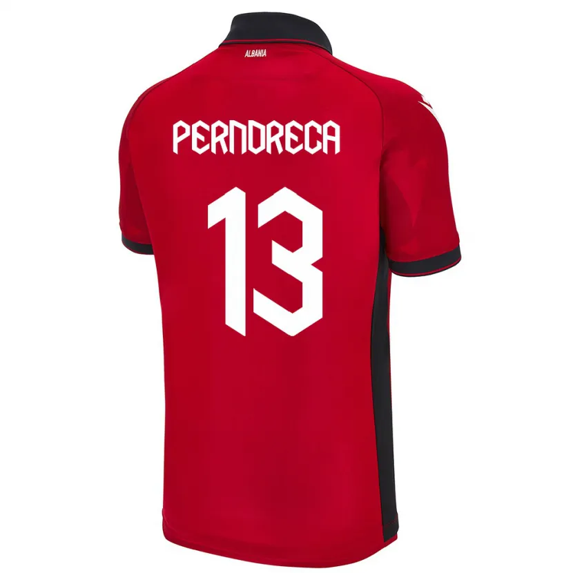 Danxen Heren Albanië Fabjan Perndreca #13 Rood Thuisshirt Thuistenue 24-26 T-Shirt