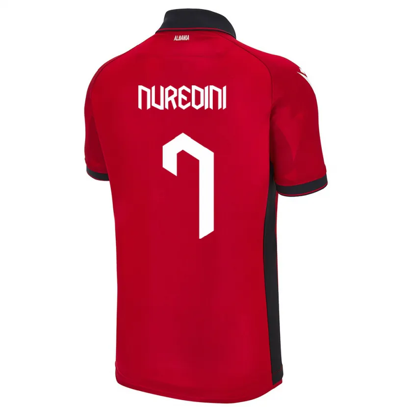 Danxen Heren Albanië Joi Nuredini #7 Rood Thuisshirt Thuistenue 24-26 T-Shirt