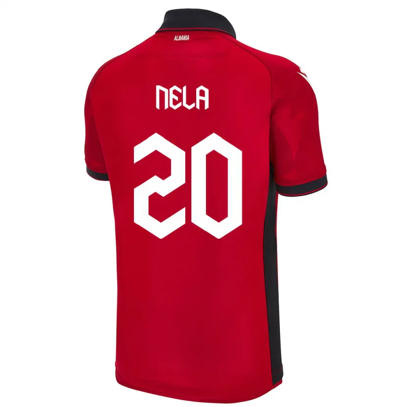 Danxen Heren Albanië Rinaldo Nela #20 Rood Thuisshirt Thuistenue 24-26 T-Shirt