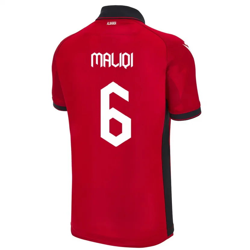 Danxen Heren Albanië Sara Maliqi #6 Rood Thuisshirt Thuistenue 24-26 T-Shirt