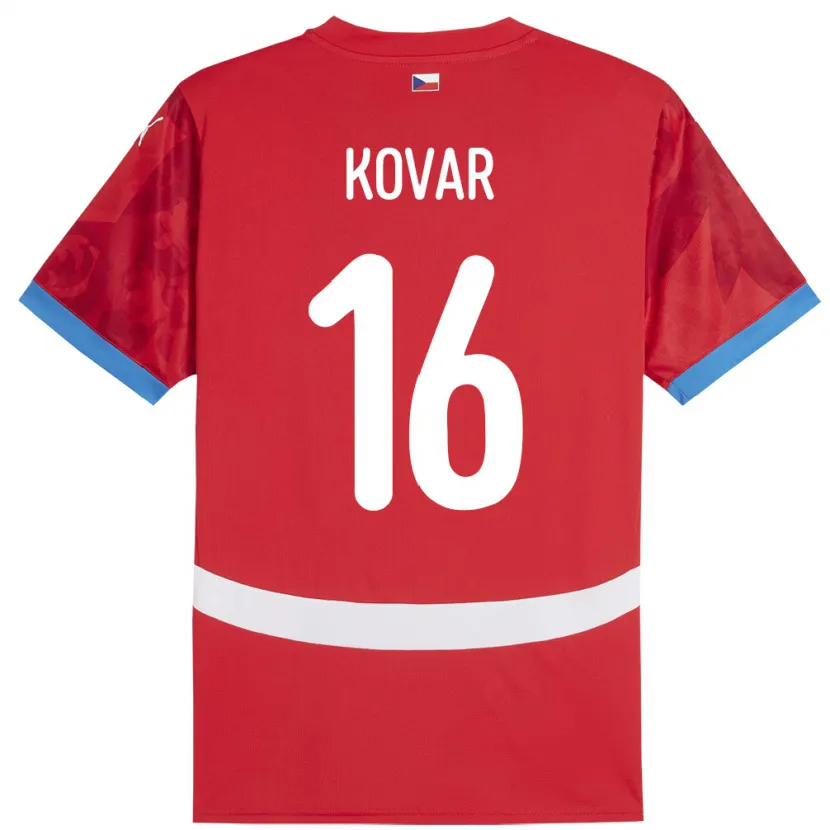 Danxen Heren Tsjechië Matej Kovar #16 Rood Thuisshirt Thuistenue 24-26 T-Shirt