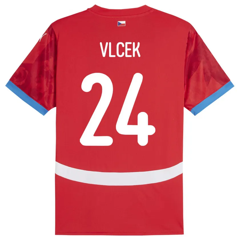 Danxen Heren Tsjechië Tomas Vlcek #24 Rood Thuisshirt Thuistenue 24-26 T-Shirt