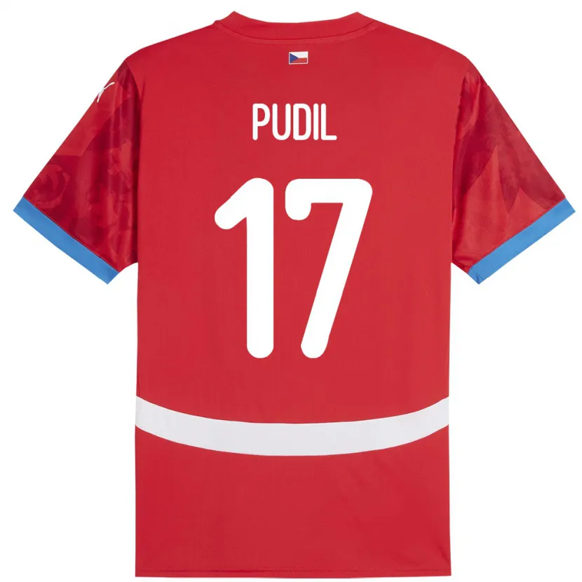 Danxen Heren Tsjechië Milos Pudil #17 Rood Thuisshirt Thuistenue 24-26 T-Shirt