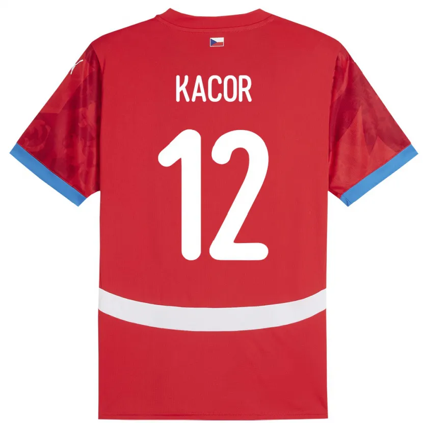 Danxen Heren Tsjechië Pavel Kacor #12 Rood Thuisshirt Thuistenue 24-26 T-Shirt