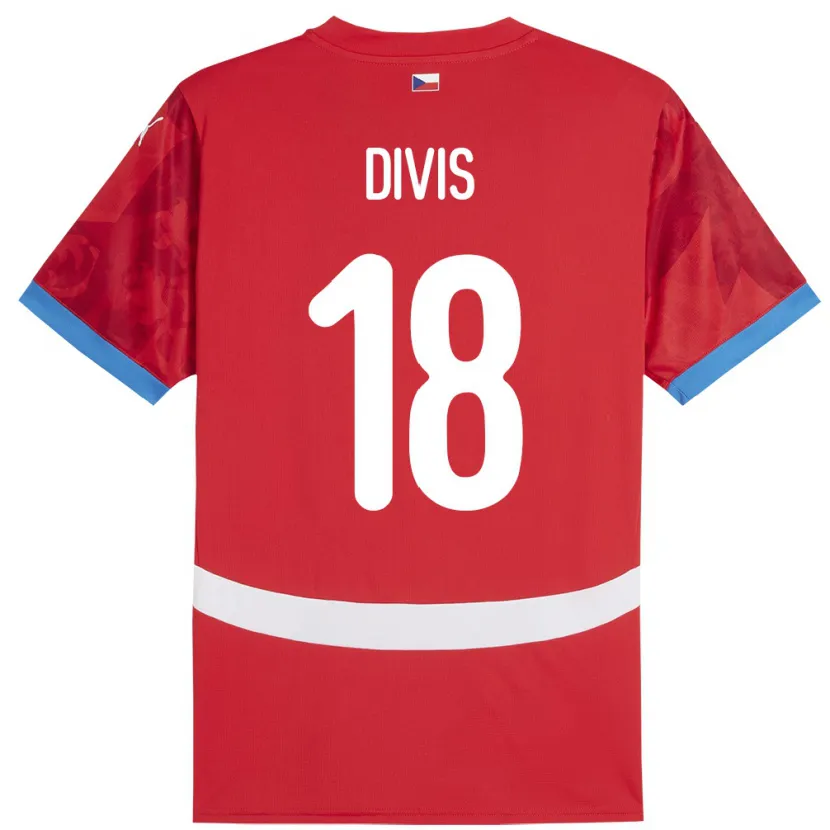 Danxen Heren Tsjechië Matej Divis #18 Rood Thuisshirt Thuistenue 24-26 T-Shirt