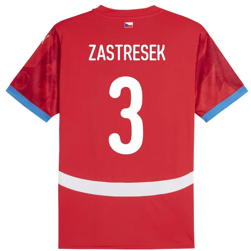 Danxen Heren Tsjechië Matous Zastresek #3 Rood Thuisshirt Thuistenue 24-26 T-Shirt
