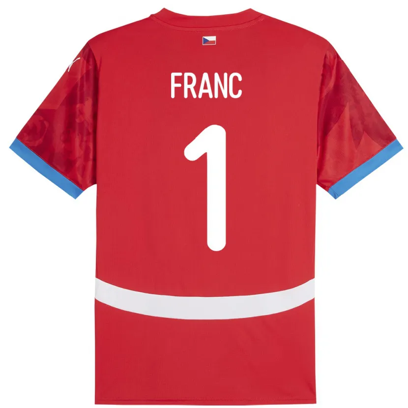 Danxen Heren Tsjechië Lukas Franc #1 Rood Thuisshirt Thuistenue 24-26 T-Shirt