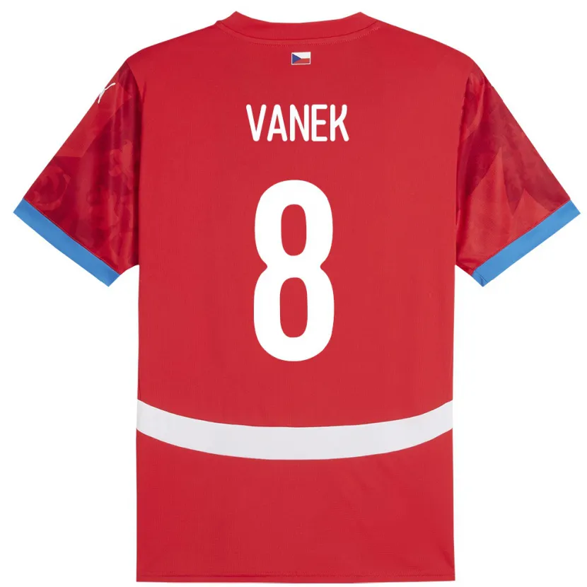 Danxen Heren Tsjechië Lukas Vanek #8 Rood Thuisshirt Thuistenue 24-26 T-Shirt