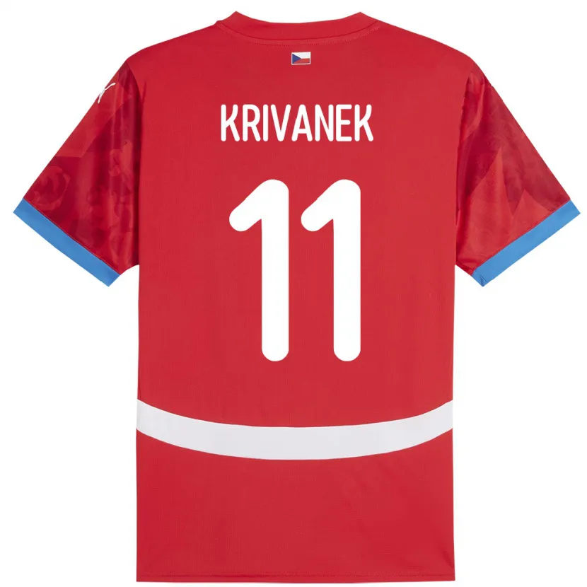 Danxen Heren Tsjechië Jan Krivanek #11 Rood Thuisshirt Thuistenue 24-26 T-Shirt