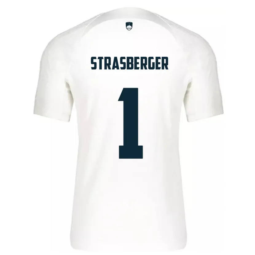 Danxen Heren Slovenië Tim Strasberger #1 Wit Thuisshirt Thuistenue 24-26 T-Shirt