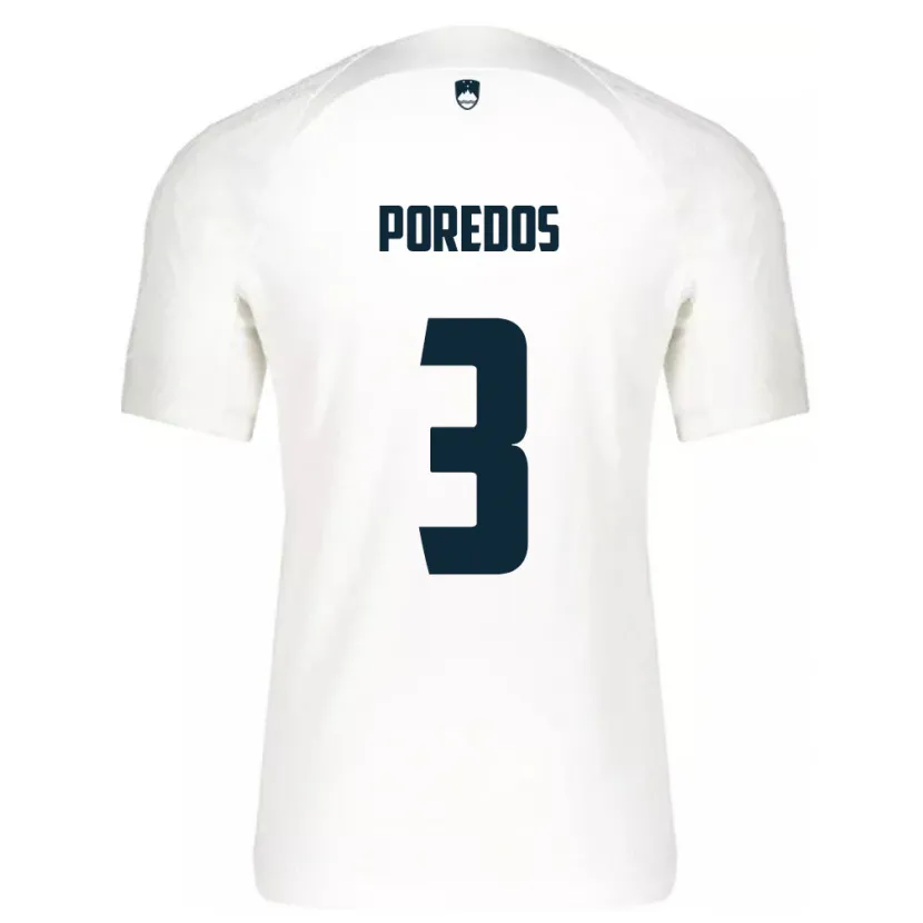 Danxen Heren Slovenië Luka Poredos #3 Wit Thuisshirt Thuistenue 24-26 T-Shirt