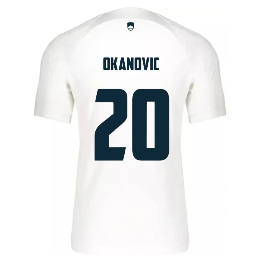 Danxen Heren Slovenië Deen Okanovic #20 Wit Thuisshirt Thuistenue 24-26 T-Shirt