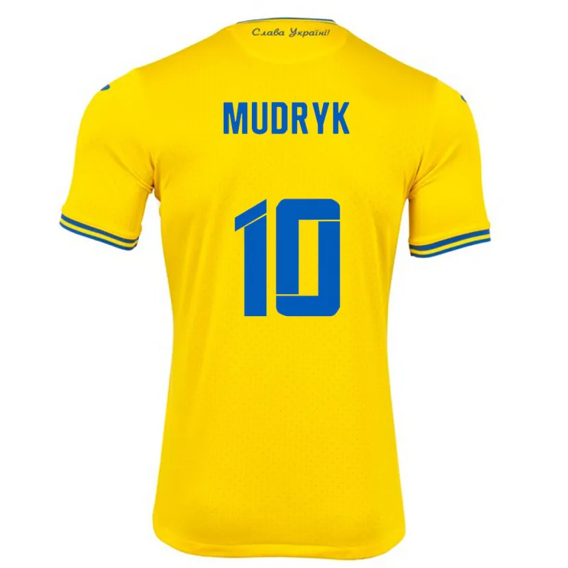 Danxen Heren Oekraïne Mykhaylo Mudryk #10 Geel Thuisshirt Thuistenue 24-26 T-Shirt