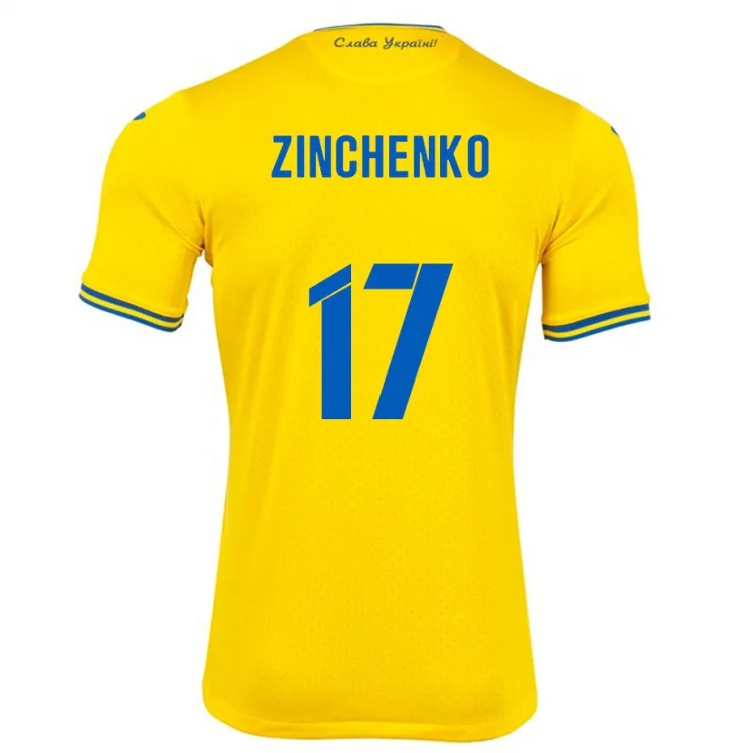 Danxen Heren Oekraïne Oleksandr Zinchenko #17 Geel Thuisshirt Thuistenue 24-26 T-Shirt