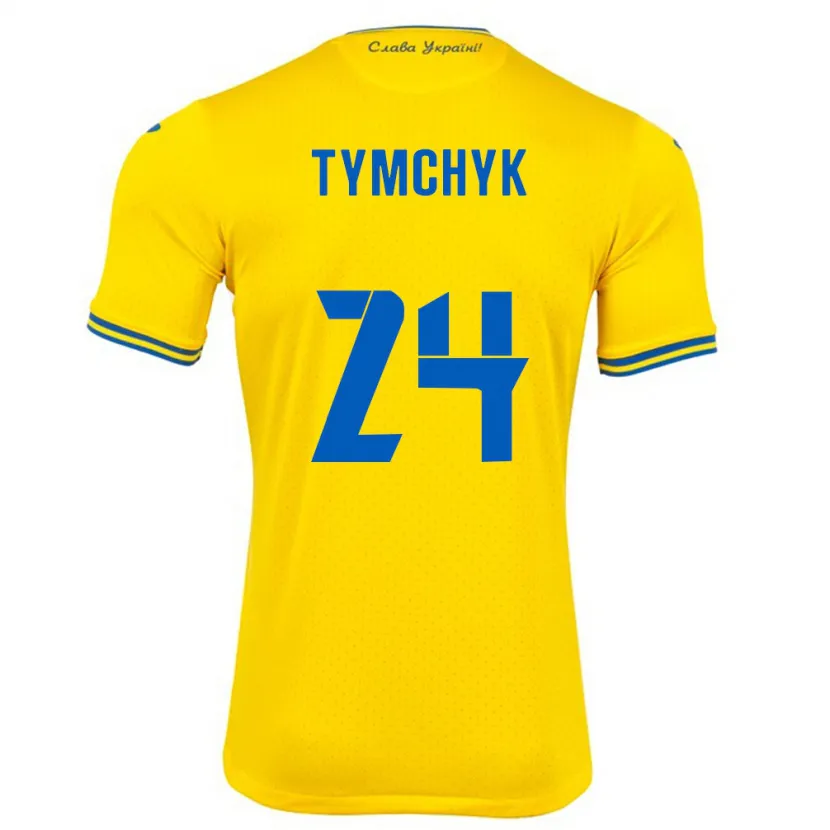 Danxen Heren Oekraïne Oleksandr Tymchyk #24 Geel Thuisshirt Thuistenue 24-26 T-Shirt