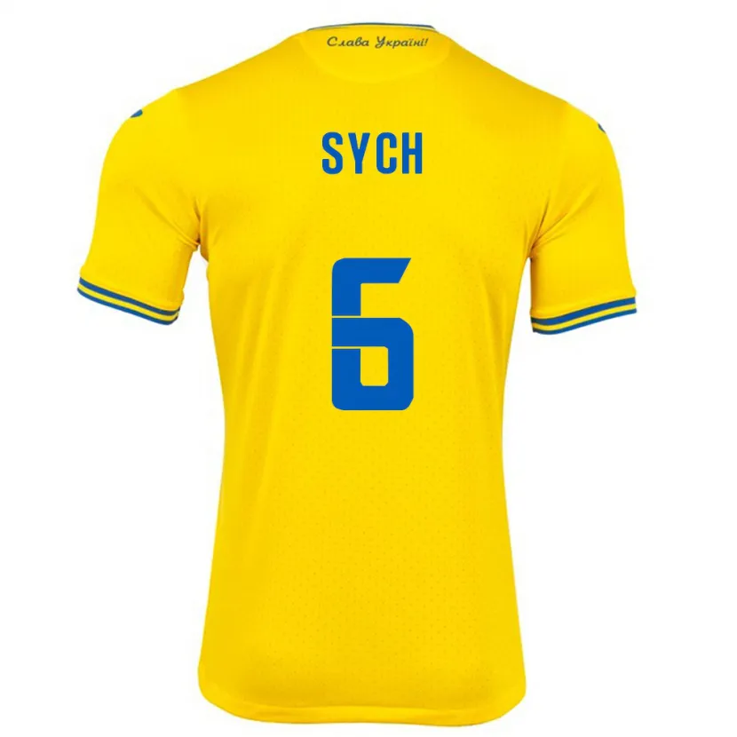 Danxen Heren Oekraïne Oleksiy Sych #6 Geel Thuisshirt Thuistenue 24-26 T-Shirt