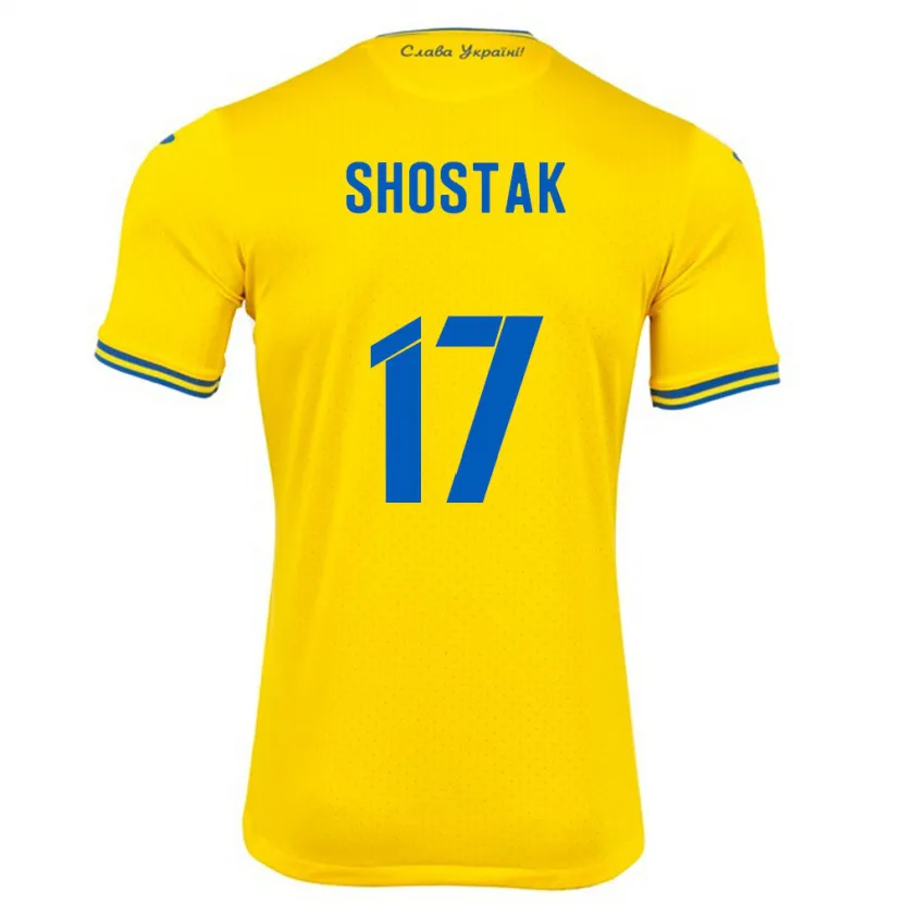 Danxen Heren Oekraïne Denys Shostak #17 Geel Thuisshirt Thuistenue 24-26 T-Shirt