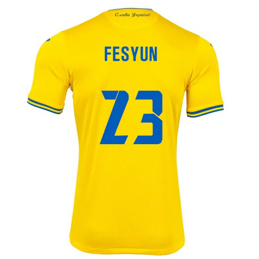 Danxen Heren Oekraïne Kiril Fesyun #23 Geel Thuisshirt Thuistenue 24-26 T-Shirt