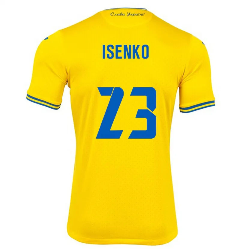 Danxen Heren Oekraïne Pavlo Isenko #23 Geel Thuisshirt Thuistenue 24-26 T-Shirt