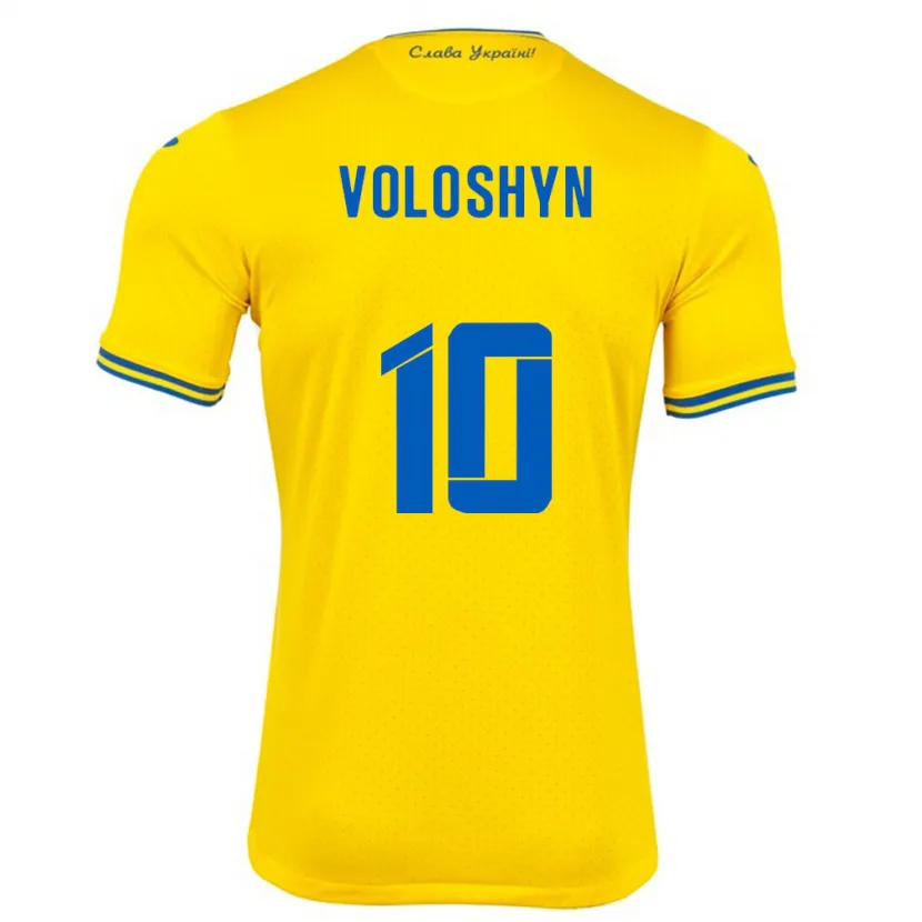 Danxen Heren Oekraïne Nazar Voloshyn #10 Geel Thuisshirt Thuistenue 24-26 T-Shirt