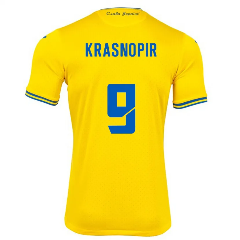 Danxen Heren Oekraïne Igor Krasnopir #9 Geel Thuisshirt Thuistenue 24-26 T-Shirt