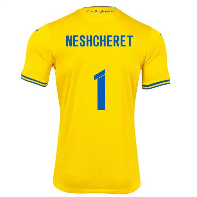 Danxen Heren Oekraïne Ruslan Neshcheret #1 Geel Thuisshirt Thuistenue 24-26 T-Shirt