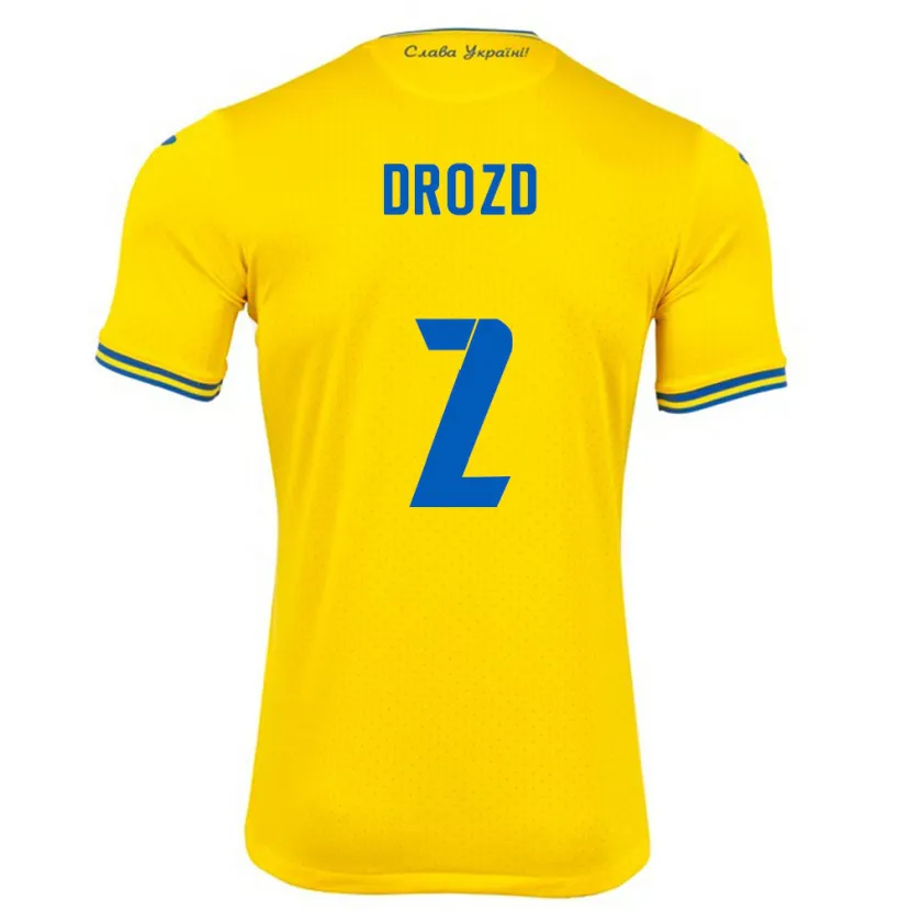 Danxen Heren Oekraïne Anton Drozd #2 Geel Thuisshirt Thuistenue 24-26 T-Shirt