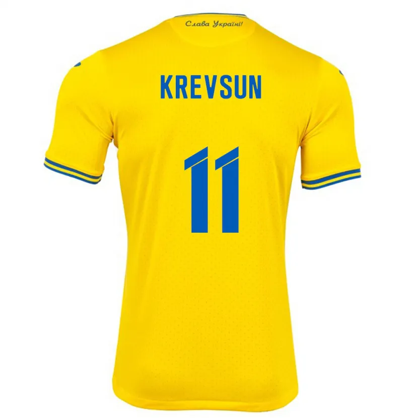 Danxen Heren Oekraïne Danylo Krevsun #11 Geel Thuisshirt Thuistenue 24-26 T-Shirt