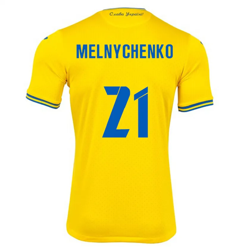 Danxen Heren Oekraïne Maksym Melnychenko #21 Geel Thuisshirt Thuistenue 24-26 T-Shirt